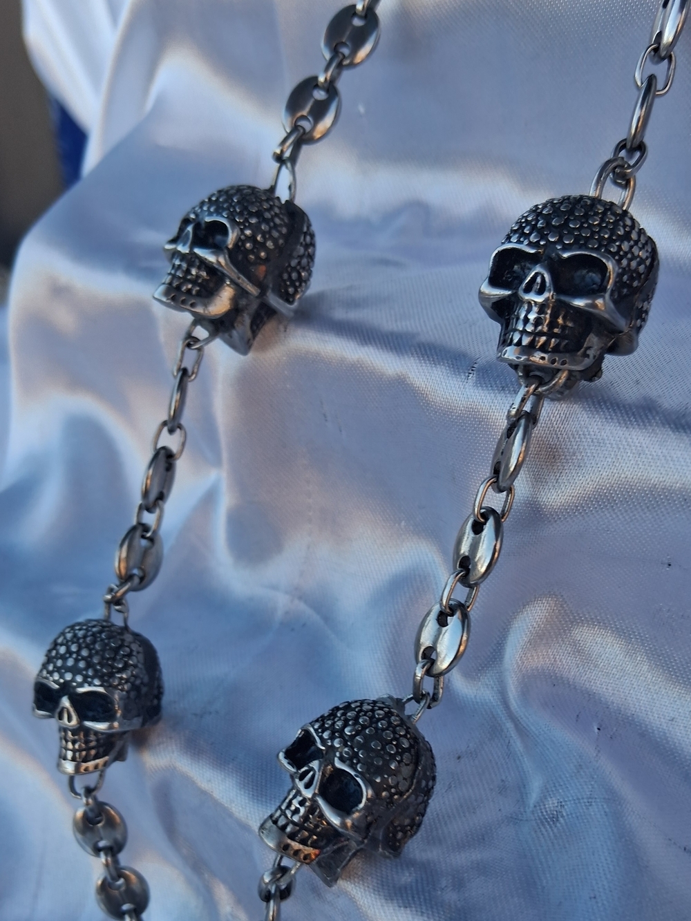 Men's Black Skull Chain- Dark Doubleside Stainless Steel Skull - Guccie Style